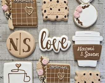 Love Brewing Bridal Shower Cookies, Coffee theme, 1 dozen