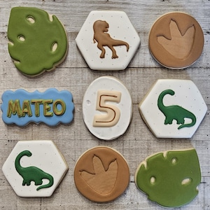 Dinosaur themed cookies, Three Rex, ROAR, Tworassic World, Dino-four, 1 dozen