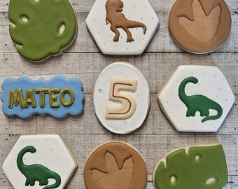 Dinosaur themed cookies, Three Rex, ROAR, Tworassic World, Dino-four, 1 dozen