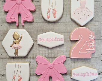 Personalized Ballerina Birthday Cookies, Ballet Party Favors, TuTu Theme, 1 Dozen