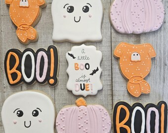 Halloween Baby shower treats, A Little Boo is Almost Due, Little Pumpkin, 1 Dozen