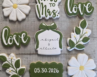 Love in Bloom, Bridal shower theme cookies, Bridal favors, Bride to be, 1 dozen