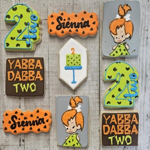Yabba Dabba Two Birthday Cookies, Cartoon Theme, 1 Dozen