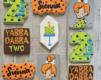 Yabba Dabba Two Birthday Cookies, Cartoon Theme, 1 Dozen