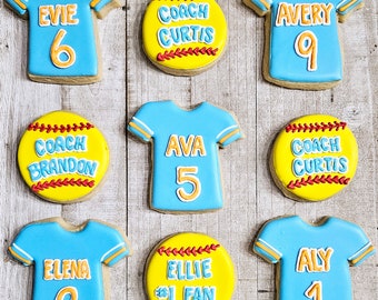 Softball Team Cookies, Game Day Party Favors, Senior Night, Playoffs, (1 dozen)
