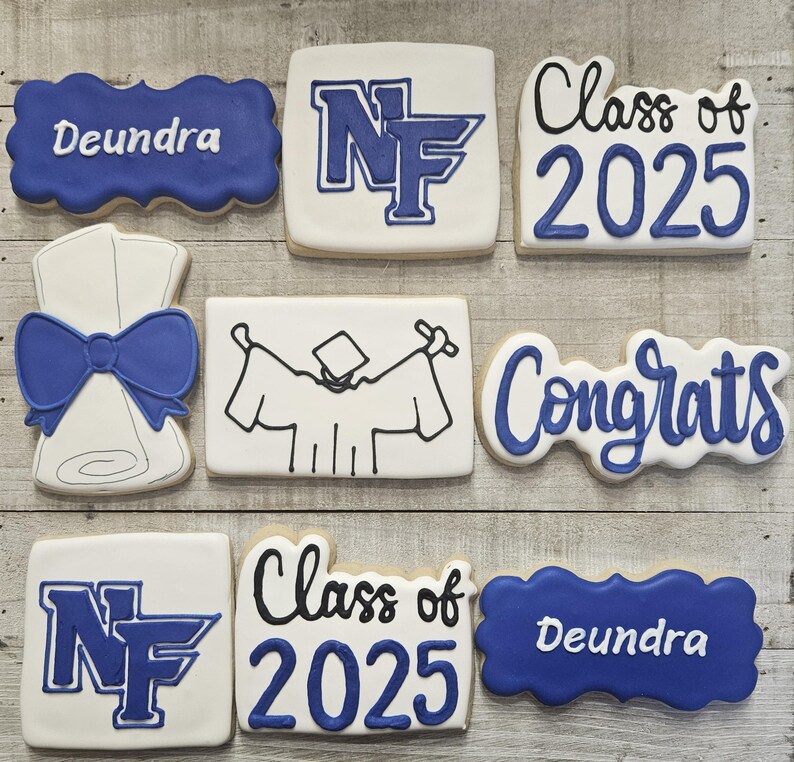 Graduation Cookies, Class of 2026, Cap and Gown, Senior, 1 dozen Grad Silhouette