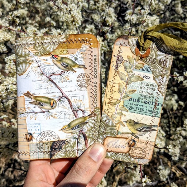 Passport Size Traveler's Notebook Insert - Olive Birds