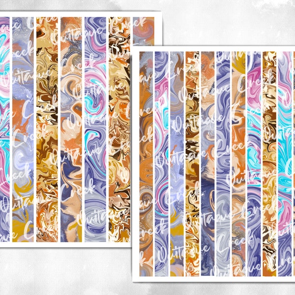 Digital Washi Tape Marble Swirl Printable Strips US Letter Download