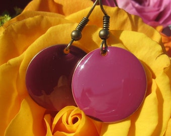 Enamel earrings berry, violet, medium, cold enamel