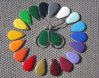 Emaille-Tropfen-Ohrringe mit Rahmen, Kaltemaille, Edelstahl, viele Farben, rot, blau, orange, grün, gelb, weiß, grau und weitere Farbtöne