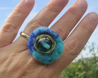 Felt ring contrast blue turquoise, KCA 55, contrast program