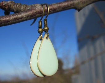 Enamel drop earrings light-mint, ice, pastel, cold enamel