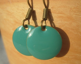 small enamel earrings dark turquoise, Klatemaille