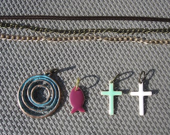 Pendant and/or chain, confirmation, communion, baptism, confirmation, cross, fish, cold enamel