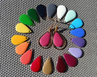 Emaille-Tropfen-Ohrringe mit Rahmen, Kaltemaille, viele Farben, rot, blau, orange, grün, gelb, weiß, grau und weitere Farbtöne