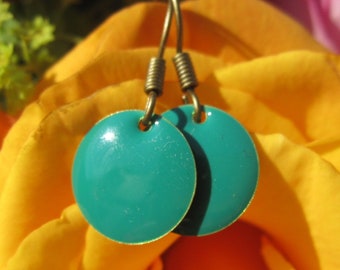small enamel earrings dark green, fir green, clate enamel
