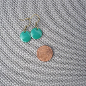 small enamel earrings dark green, fir green, clate enamel image 7