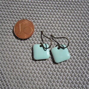 Enamel earrings rounded squares, light blue, pastel blue, cold enamel image 5