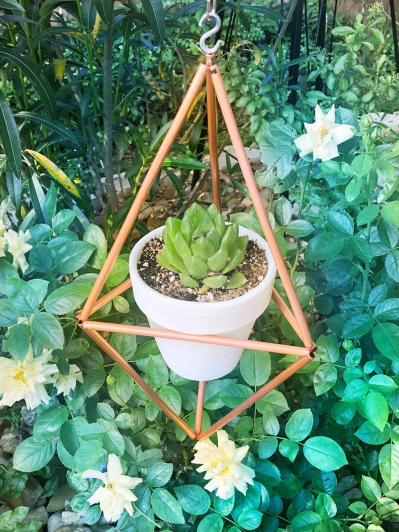 Copper Geometric Hanging Succulent Planter