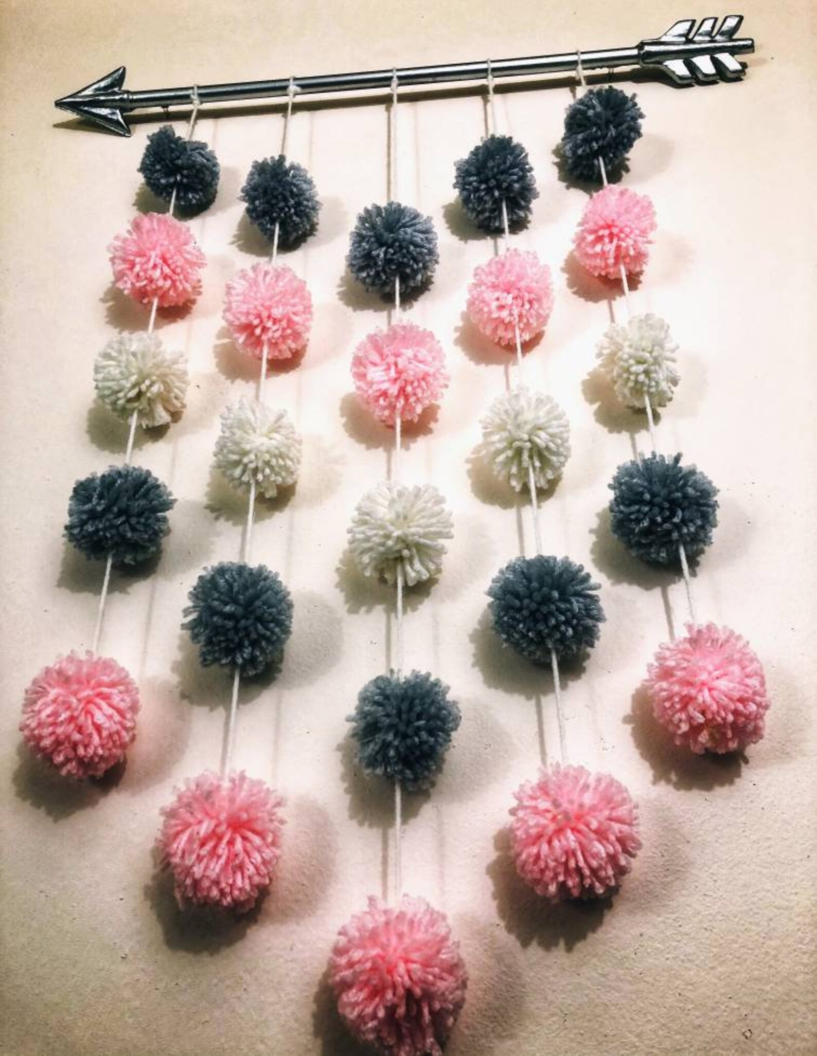 Pom Pom Wall Hanging Pom Pom Garland Nursery Art Decor Wall Etsy