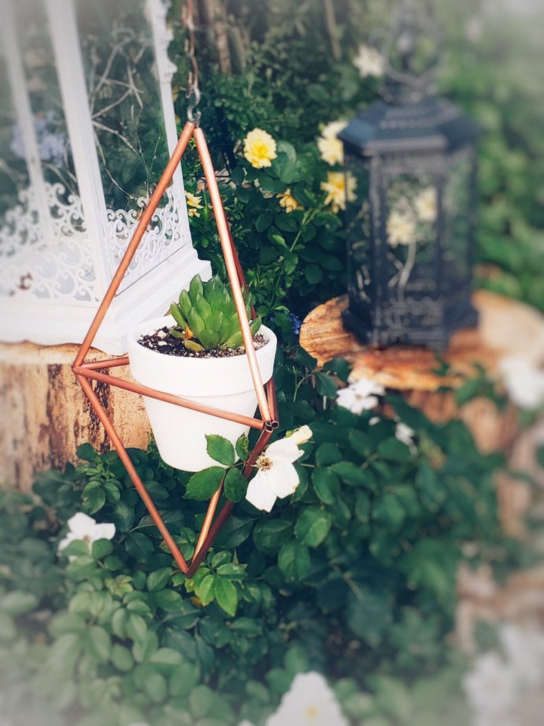Copper Geometric Hanging Succulent Planter