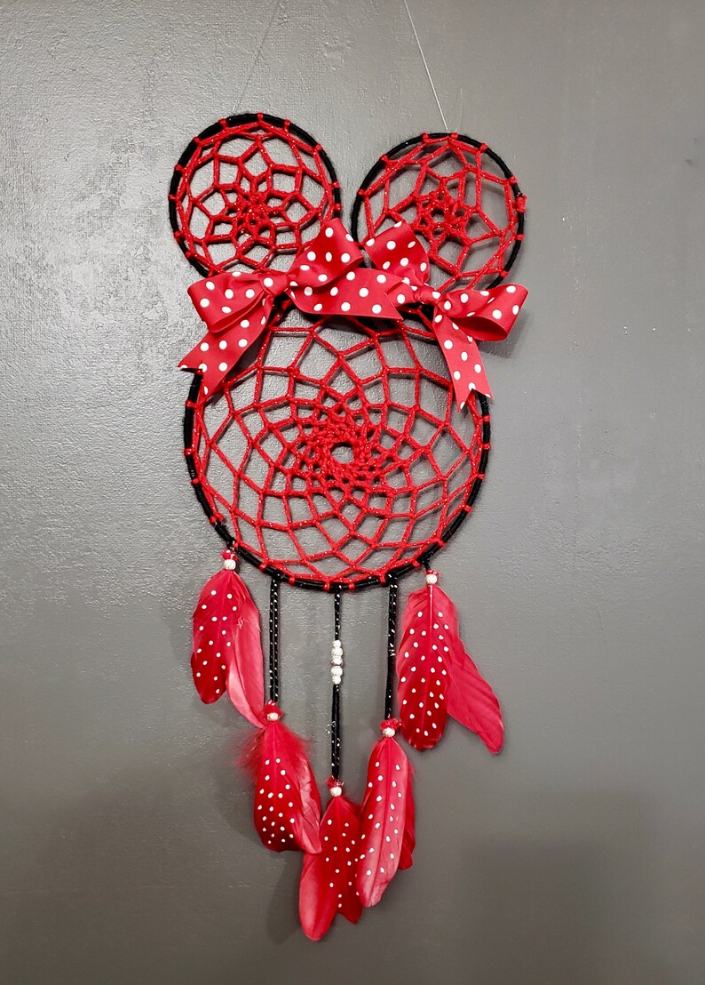 Minnie Mouse Dream Catcher Red and Black with Bows Polka Dots Etsy