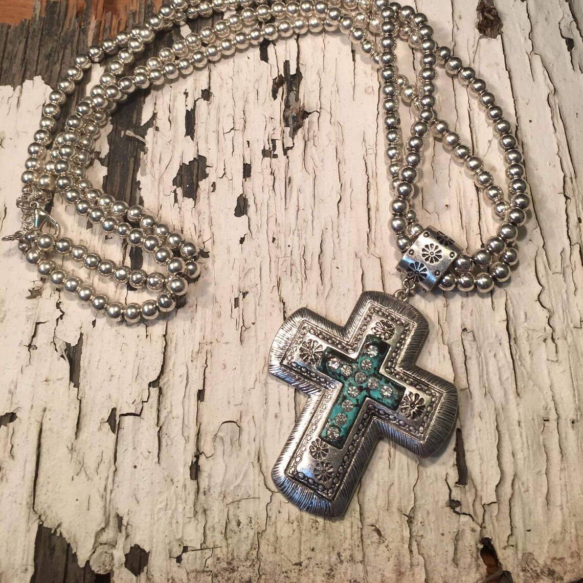 Western Cross Necklace Bling Necklace Rodeo Queen Cross Etsy