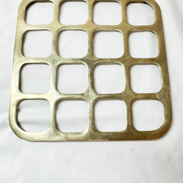 Vtg RARE ~ Brass Trivet ~ Table Heat Stand Japan ? Danish Mid Century Modern Vintage kitchen barware