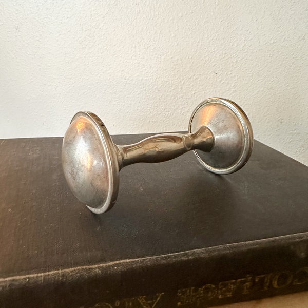 Vintage Sterling Silver? Baby Rattle - Dumbbell Style - Unmarked - Engraved ‘89 Toddler Baby