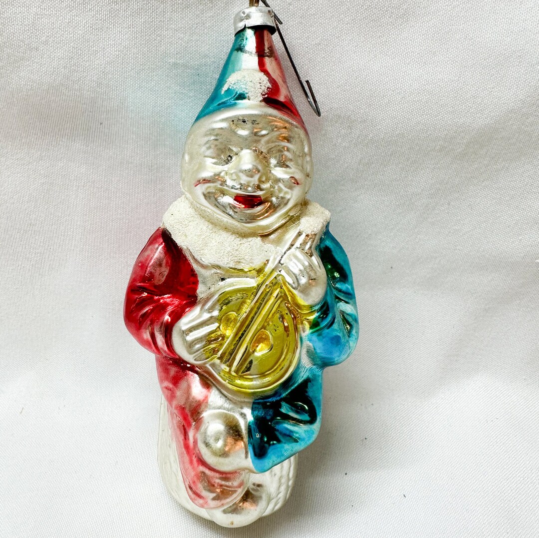 West german antique glass clown vintage christmas ornament etsy