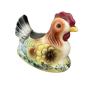 Vintage Royal Copley? Sitting Hen or Chicken Ceramic Planter made in Japan  Country Farm Cottagecore