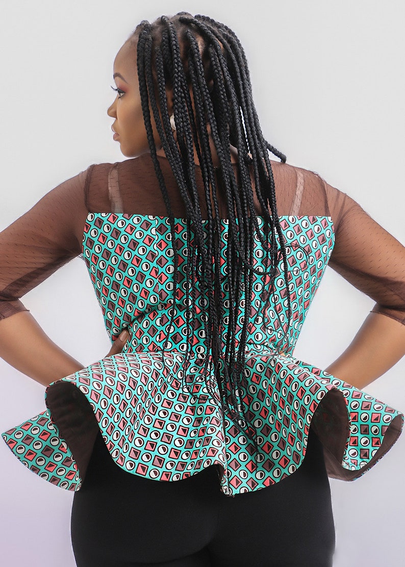 African Ankara Net Peplum Top