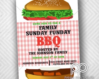 Sunday Funday Invitation - Picnic Invitation - BBQ Invitation -