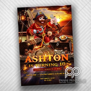 Invitation pirate - Pirate Ship Invitation - Pirate Birthday Party Invitation - Treasure Map Invitation - Coffre au trésor