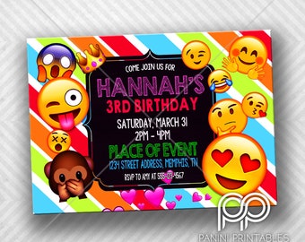 Emoji Birthday Invitation - Emoji Birthday Party - Emoji Theme Birthday Invitation