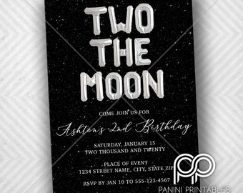 Two the Moon - Moon Birthday Invitation - Moon Invitation - Birthday Invitation - 2nd Invitation - 2nd birthday