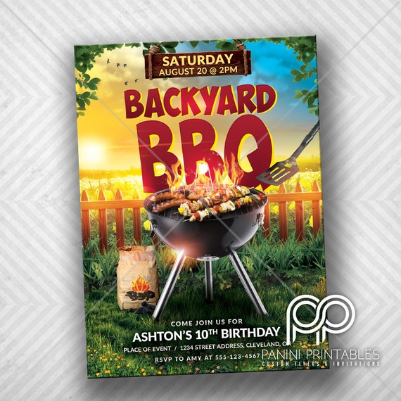Backyard BBQ Invitation BBQ Invitation BBQ Party Summer
