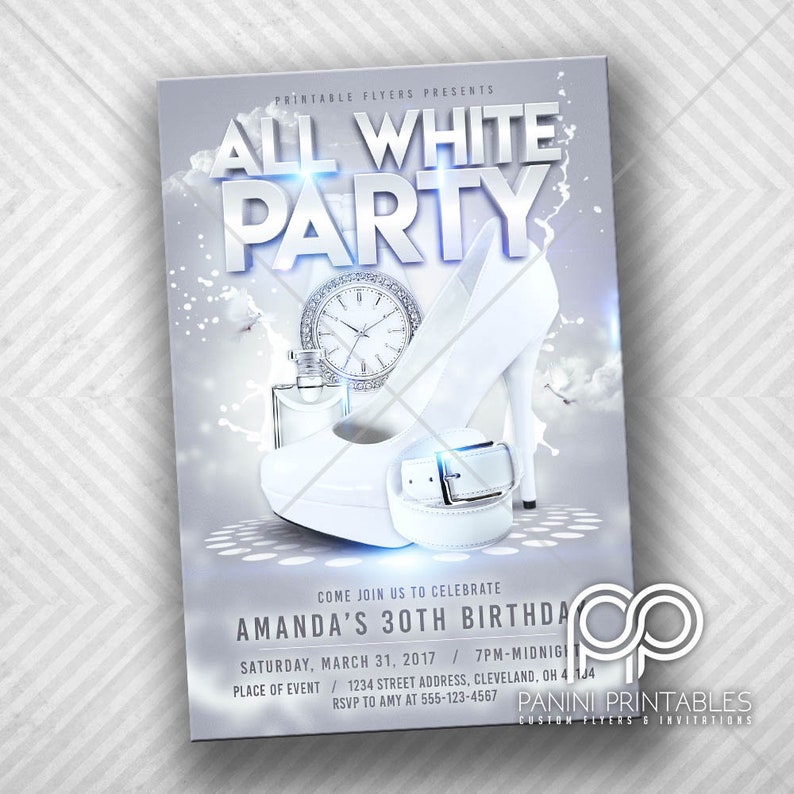 All White Birthday Invite All White Affair All White Party Etsy