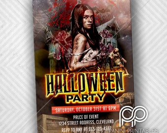 Halloween Party Invitation - Halloween Invitation - Halloween Birthday - Haunted House Invitation