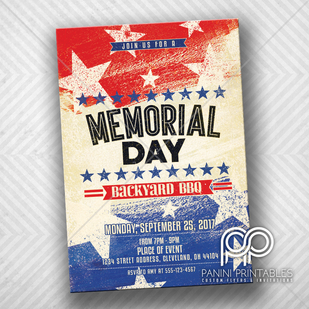 Memorial Day Invitation - Memorial Day Flyer - Red White and Blue - 4th ...