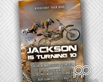 Dirt Bike Invitation - Motorbike Birthday Invitation - Motorcycle Invitation - Motor-cross birthday invitation - Dirt Bike Birthday