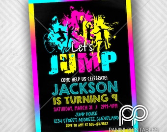 Jump Birthday Einladung - Trampolin Geburtstagseinladung - Jumping Party - Jump Party - Jump Birthday Invitation - Jump Birthday Invitation - Jump Invitation