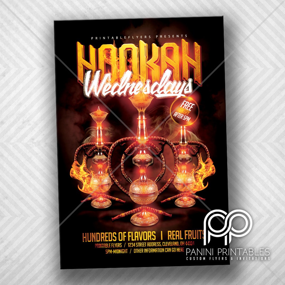 Hookah Invitation Hookah Flyer Hookah Bar Invitation Hookah Night