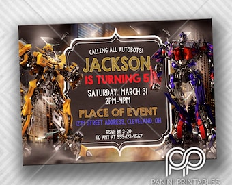 Transformers invitation -  Transformers birthday invitation - Bumblebee transformer invitation -  Transformers Party Invite - Double Theme