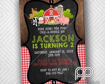 Farm Birthday Invitation - Farm Invitation - Animal Invitation - Kids Farm Invitation - Barn Invitation