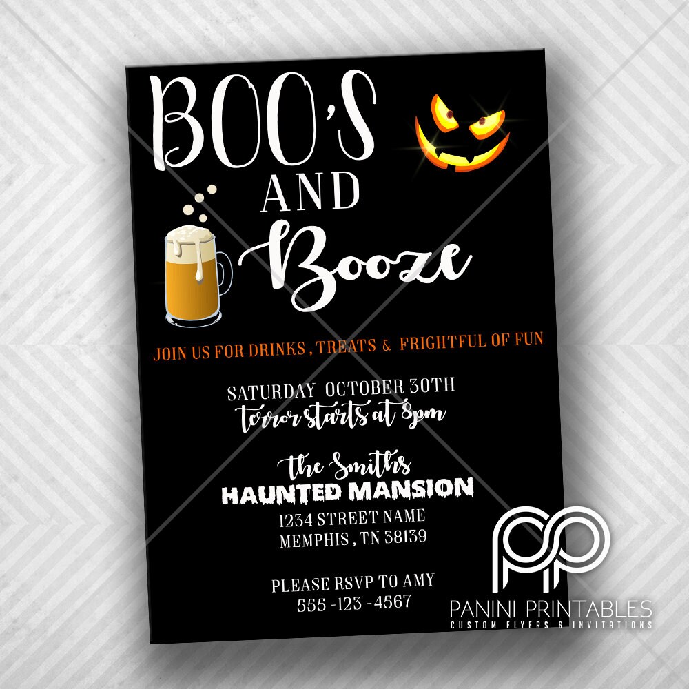 Boo's and Booze - Halloween Party - Halloween Costume Party - Booze Halloween Party