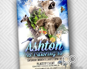 Zoo Birthday Invitation - Safari Birthday Invitation - Jungle Birthday Invitation - Animal Birthday Invitation