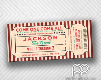 Circus Invitation - Circus Ticket Invitation - Circus Birthday Invitation - Carnival Birthday Invitation - Carnival Ticket