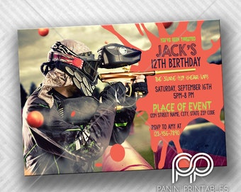 Paintball Invitation  - Paintball Invite - Paintball Birthday Party - Paintball Party