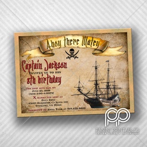 Pirate Uitnodiging - Pirate Birthday Party Uitnodiging - Pirate Ship Uitnodiging - Treasure Map Uitnodiging